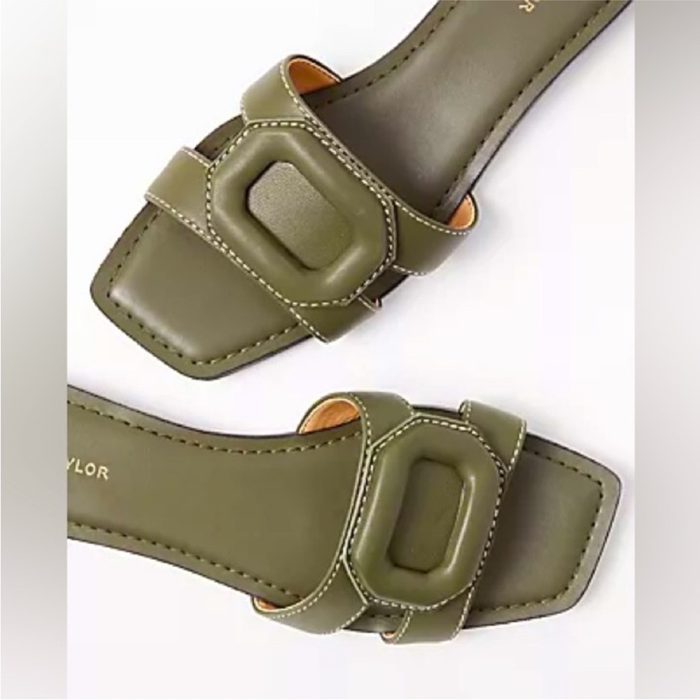 Ann Taylor NIB Leather Buckle Slide Sandals Size 8.5
